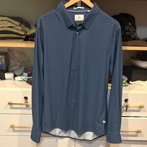 Navy Patterned Button Down Shirt